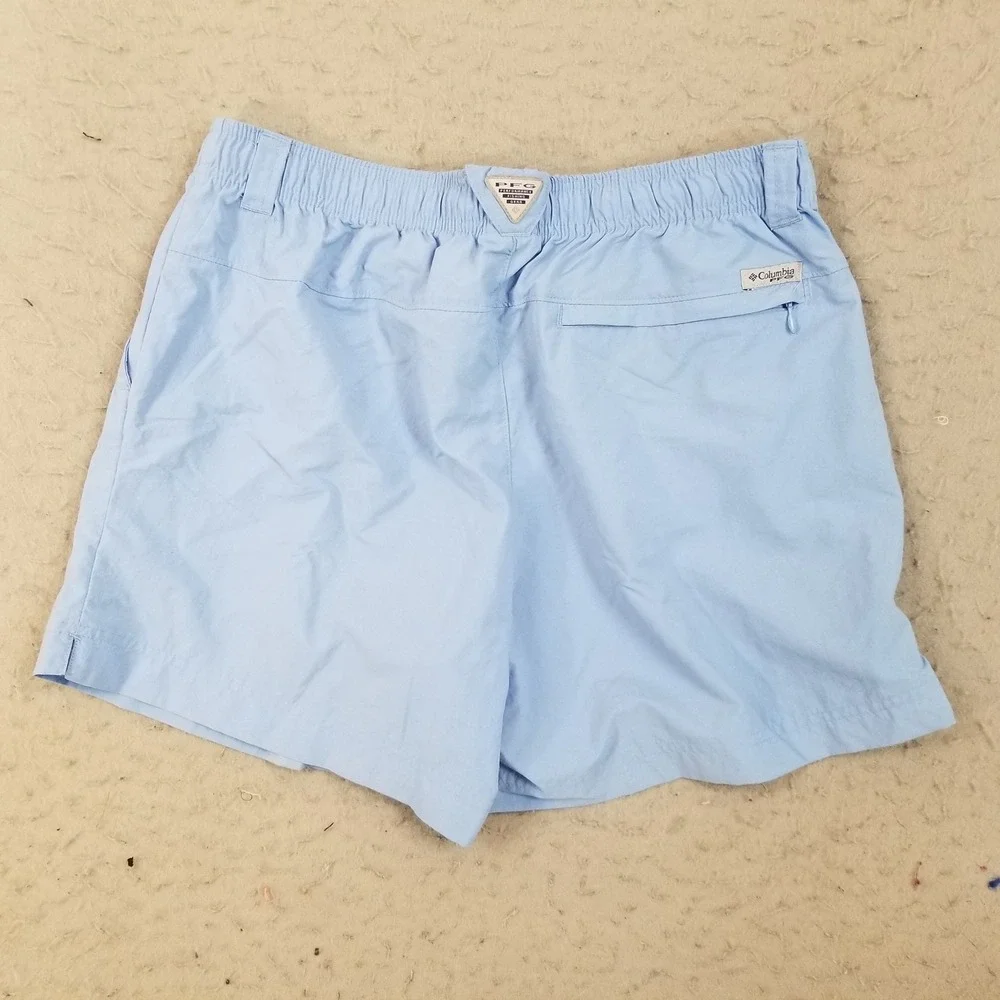 Columbia Shorts Mens L Blue PFG Backcast III Water Fishing Nylon FL0073 6 Inseam